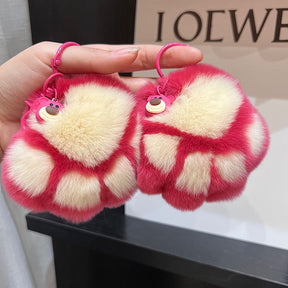 Cute Raccoon Real Rabbit Fur Keychain Toy Bag Charm