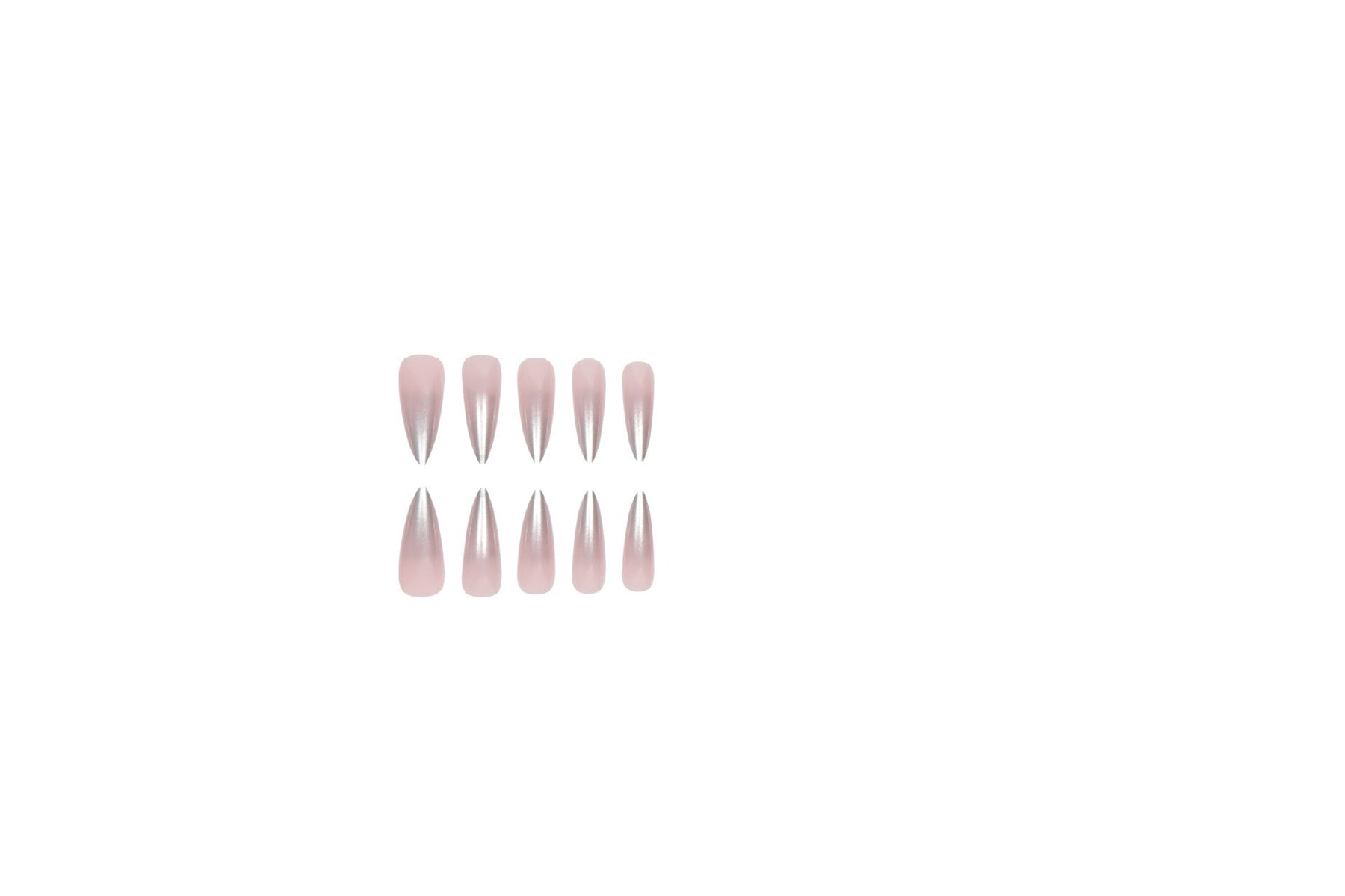 Silver Gradient Long Pointed Nails - Jelly Pink (Wholesale 24-Piece)