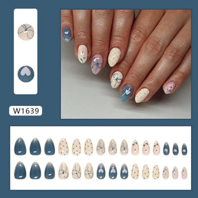 Bow and Heart French Nail Stickers with Polka Dots