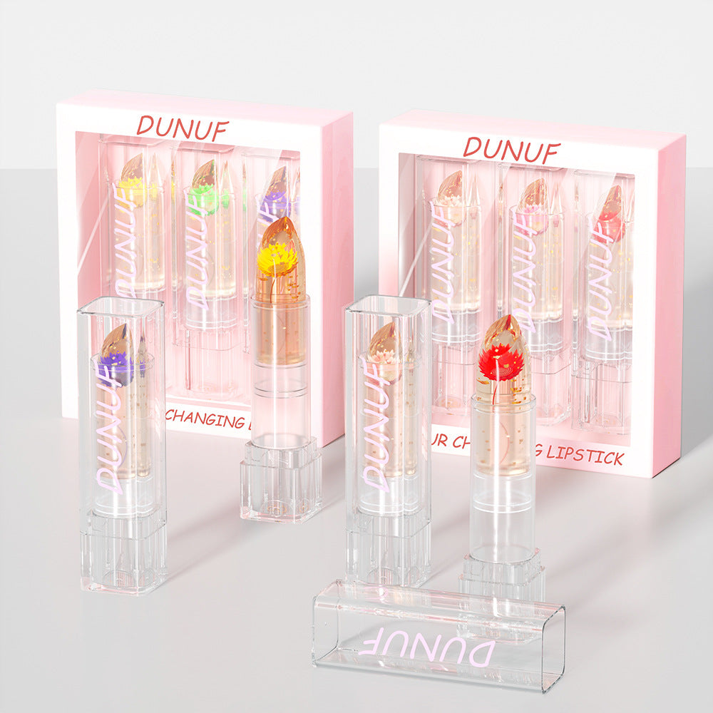 3-Piece Dried Flower Gold Foil Color-Changing Lipstick Set