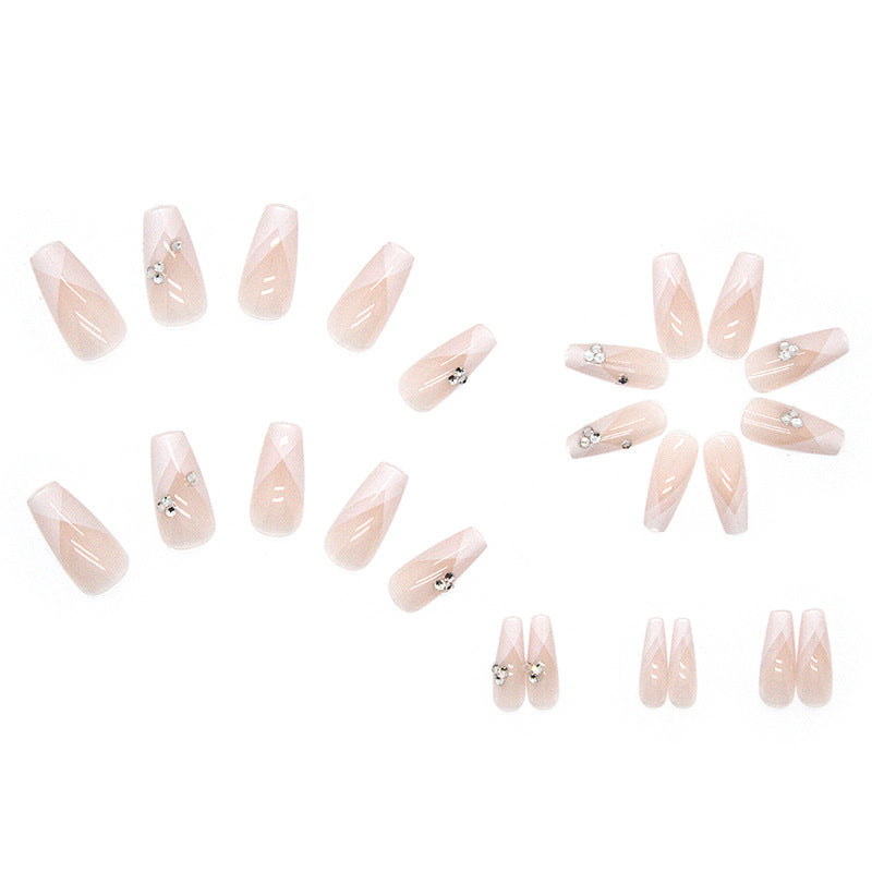 White Skin Tone Enhancing Fashion Rhinestone Nails - Removable Nail Stickers