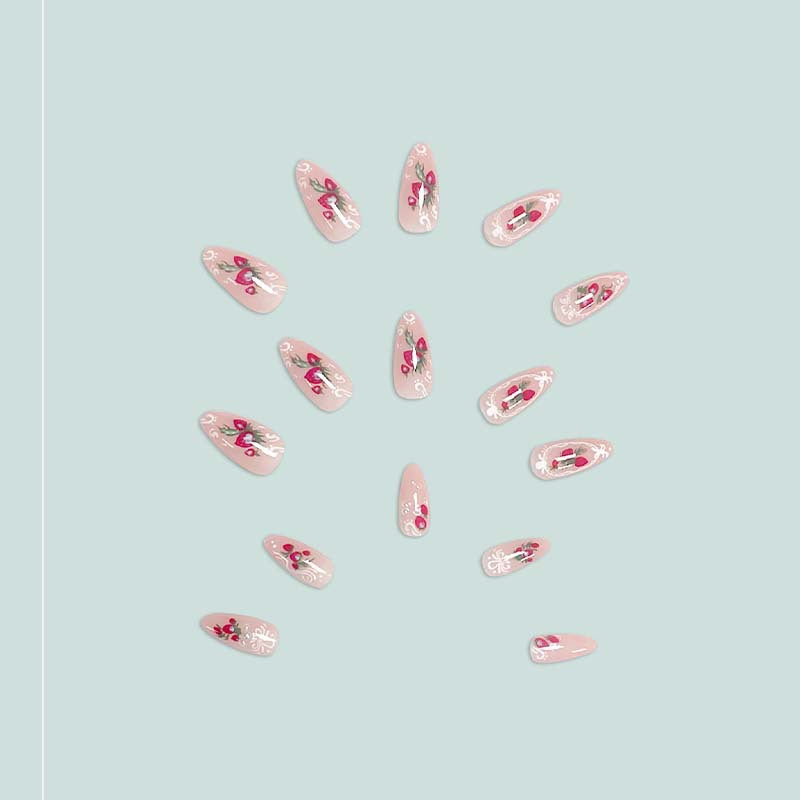 Retro Cute Strawberry Almond Nail Stickers