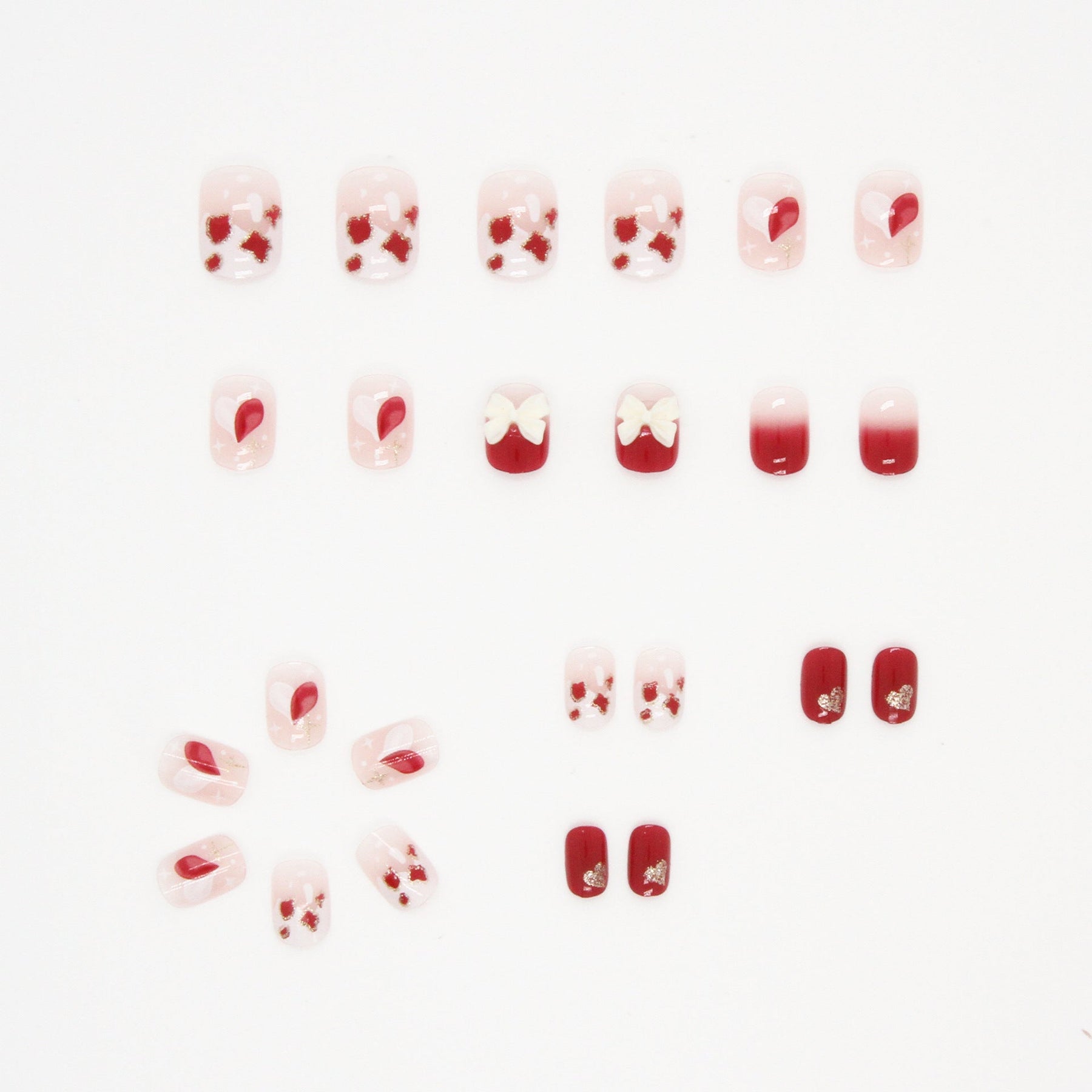 Wearable False Nails Clear Wine Red Leopard Print