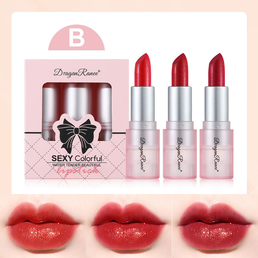 3-Pack Shimmer Lipstick Set with Pearl Finish