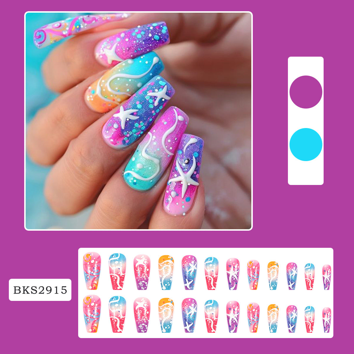 Rainbow Starfish Nail Tips