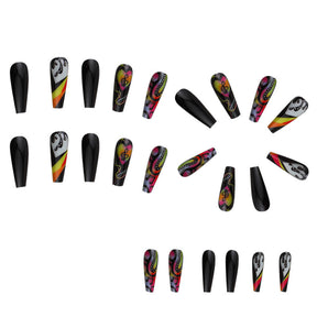 Colorful Music Notes Heart Snake Nail Tips