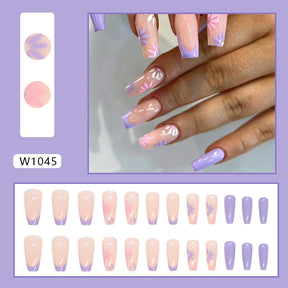 Chic Lavender French Flower Nails, Sweet and Stylish