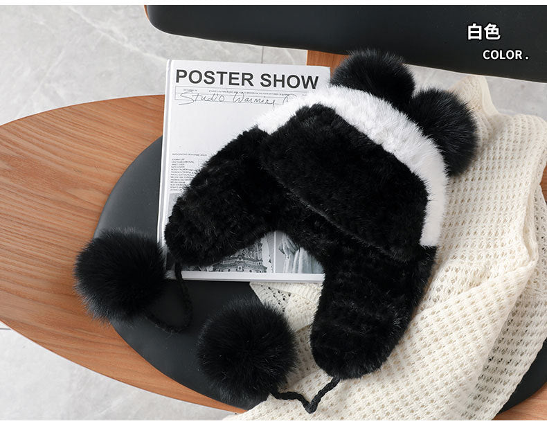 Cute Mink Fur Ear Flap Hat - Warm & Stylish Winter Hat