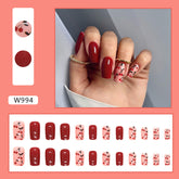 Square Wine Red Flame Cherry Nails, Stylish and Trendy