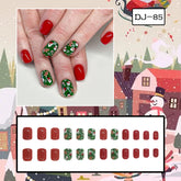 Christmas Red Green Square Nail Art Patches with Santa Gingerbread Candy Designs