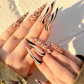 Long Matte Leopard Print Nail Tips, Ready-Made