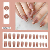 Short Ballet Gold French Nails, Luxurious and Simple