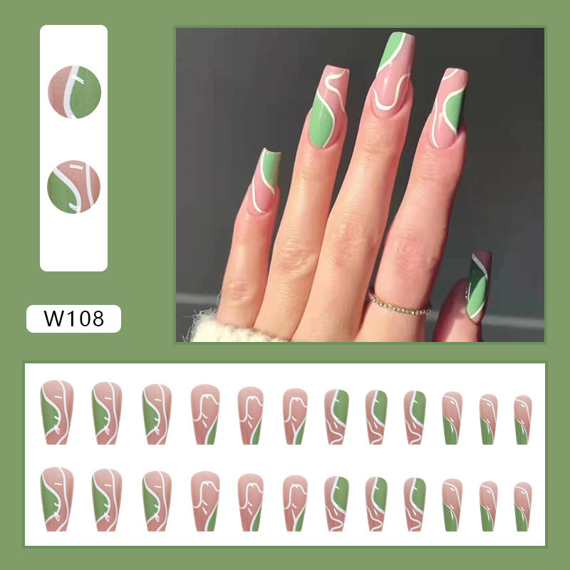 Wearable Ballet Nails with Ombre Ripple Effect - New Arrival