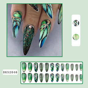 Sparkling Leaf Glitter Nail Tips