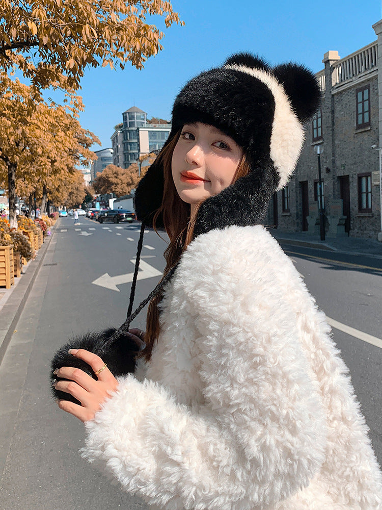 Cute Mink Fur Ear Flap Hat - Warm & Stylish Winter Hat