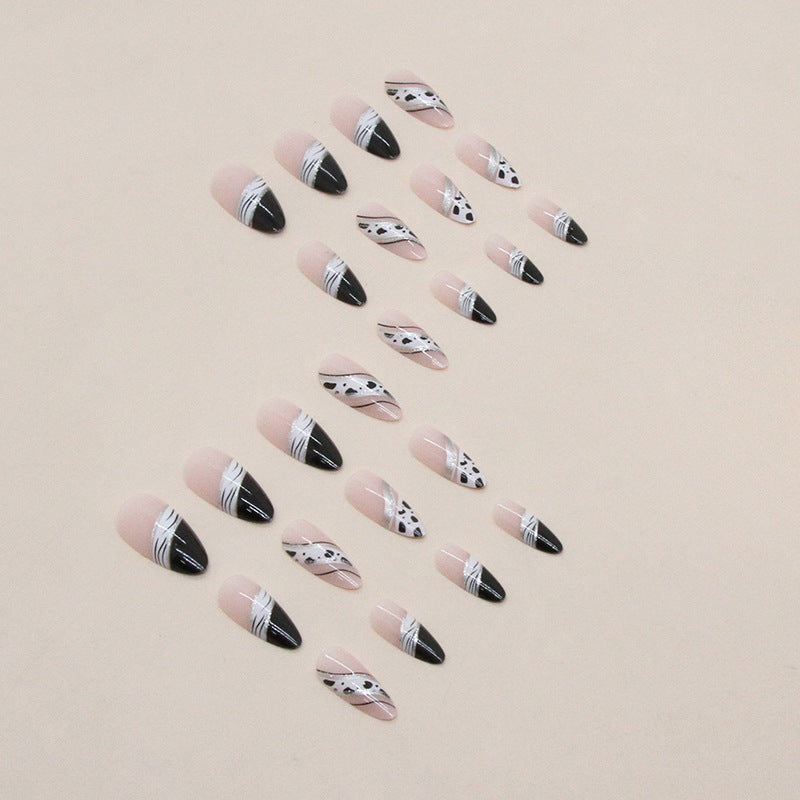 Black White Zebra Almond Galaxy Nail Stickers