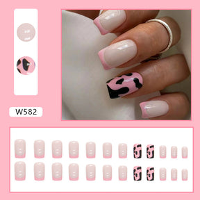 Colorful Flower Fall Nails Matte Finish 24 Pieces