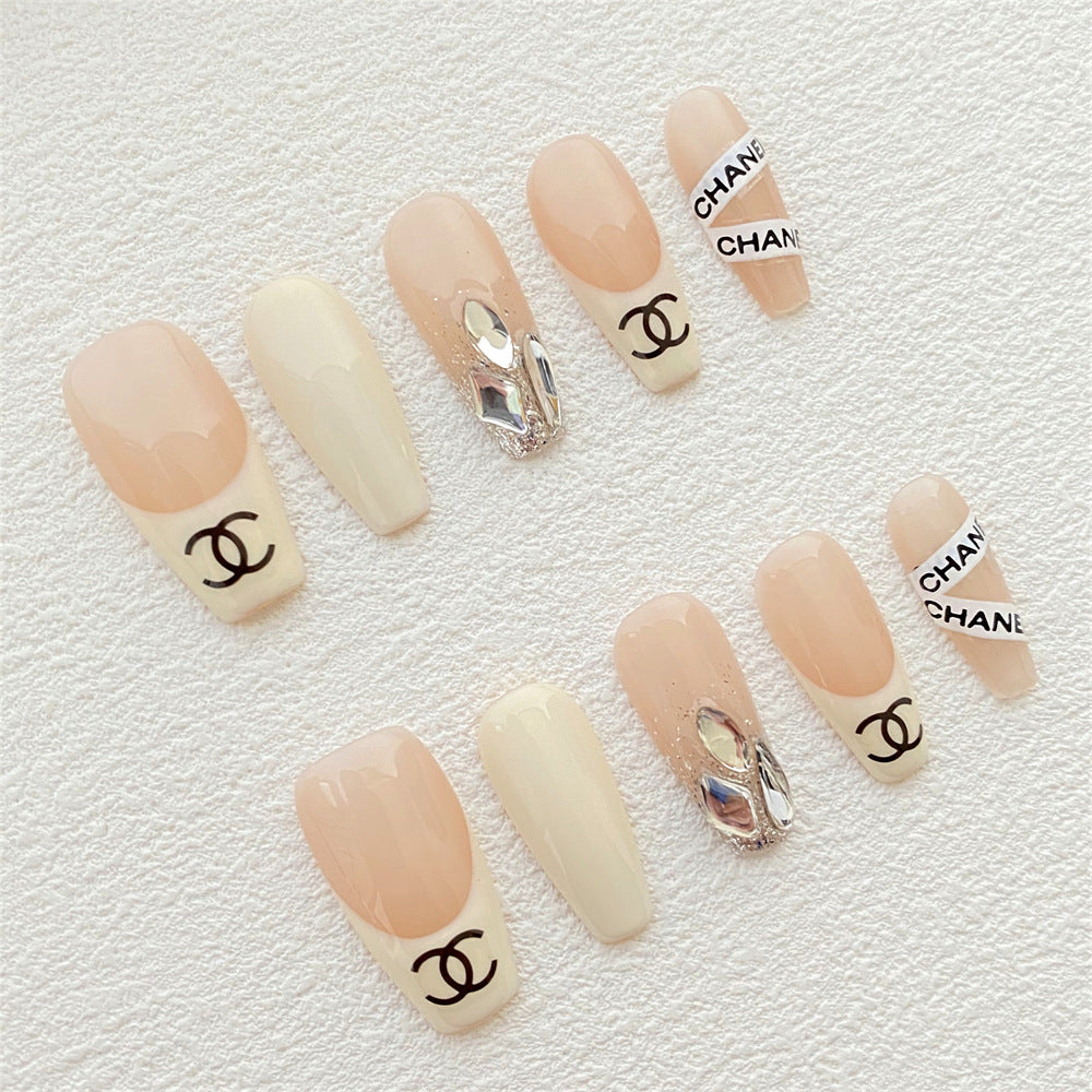 Chic Handmade Full-Diamond Teenage Spring Fall Nails, Versatile and Trendy Student-Friendly Nail Patches