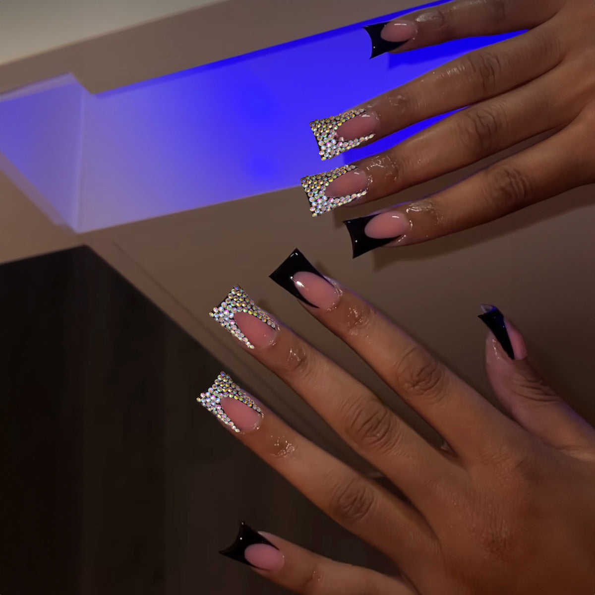 Duckbill Nail Tips with Sparkling Rhinestones