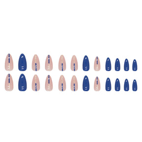 24-Piece Solid Color Cool Glitter Nails - Ready-Made, Trendy Design