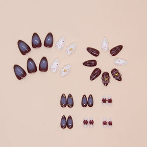 Cute Cat Claw Nails, Almond Shape, Removable, 30 Pieces