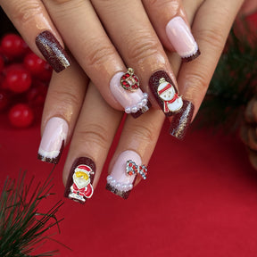 Christmas French Medium Cartoon Hat Ballet Nails