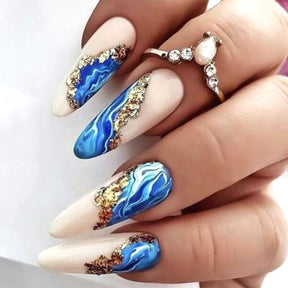 Blue Marble Wearable Nail Tips