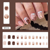 Cute Bear Nail Stickers, Short Square Pink Translucent