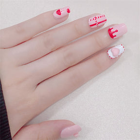 Chic Handmade Dragon Fruit Heart Fall Nails, Stylish and Versatile Short Nail Patches