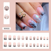 Black Gradient Chic Line Long Nails, Ins Style Export Quality