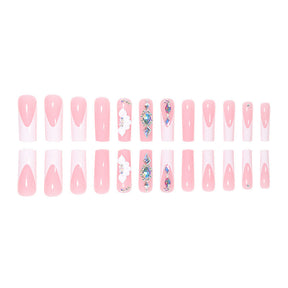 3D Flower French Fall Nails: 24-Piece Pre-Made Nail Tips