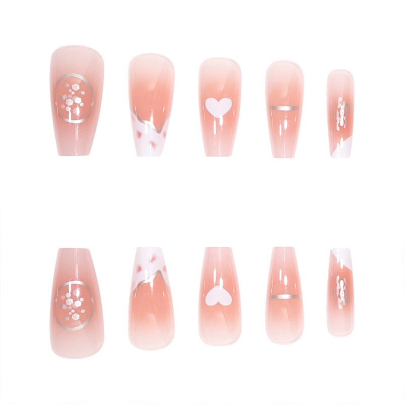 Sweet INS Style Short Milk White Heart Nail Extensions