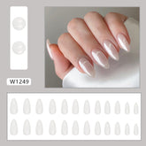 Aurora White Moonlight Almond Nails, Trendy Ins Style