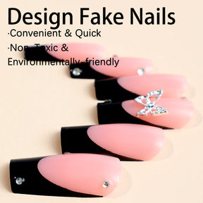 Waterproof Removable Crystal Butterfly Nail Art False Nails