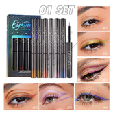 6-Color Glitter Liquid Eyeliner Set