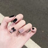 Black Glitter Nail Extensions with Invisible Fit