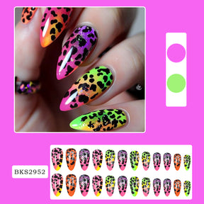 Ombre Leopard Nail Tips for European Style