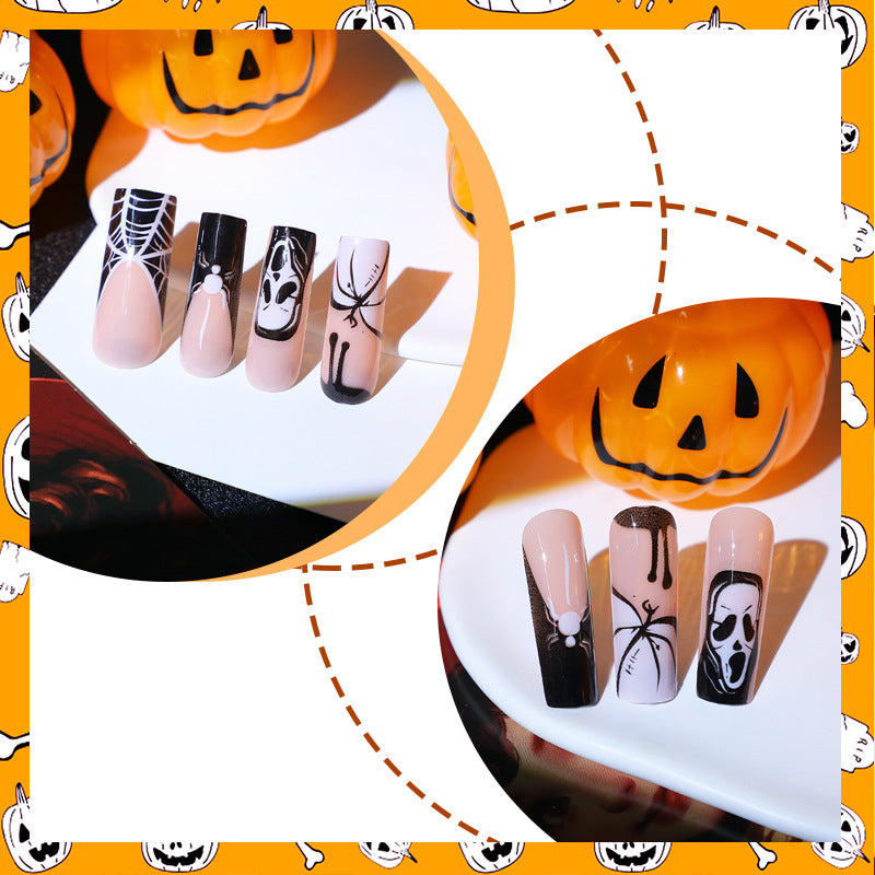 24-Piece Halloween White Spider Skull Nails