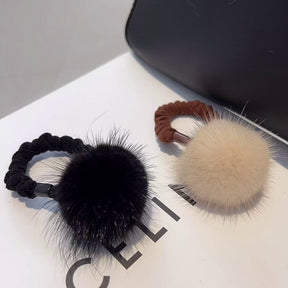 Cute Real Mink Fur Hair Tie Winter Fashion Accessory