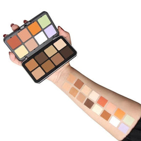 16-Color Metal Box Concealer & Contour Palette - Matte Finish