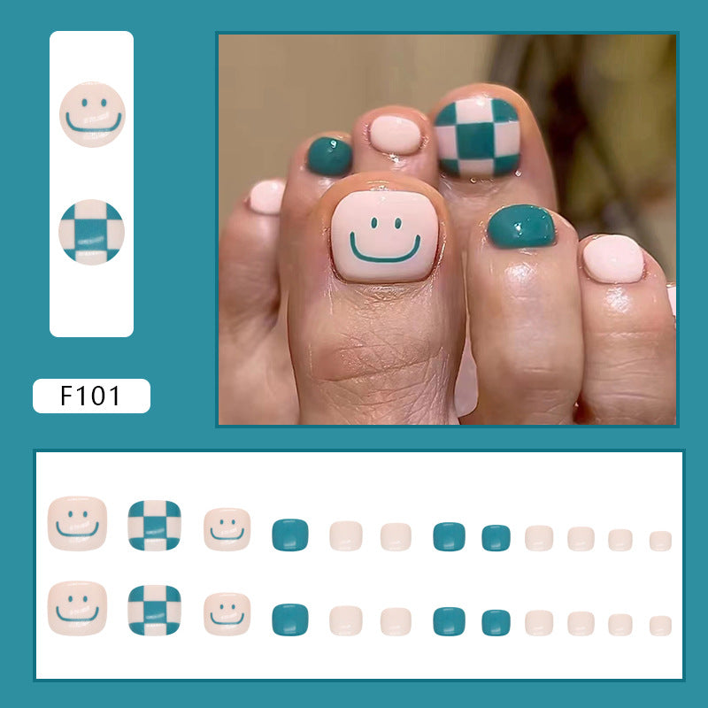 Smiling Lake Green Checkerboard Toe Nail Stickers