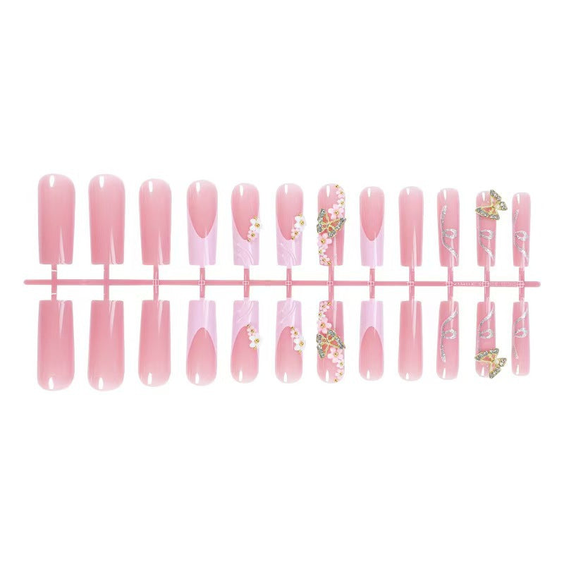 24-Piece Water Pipe Nail Tips with Butterfly Design