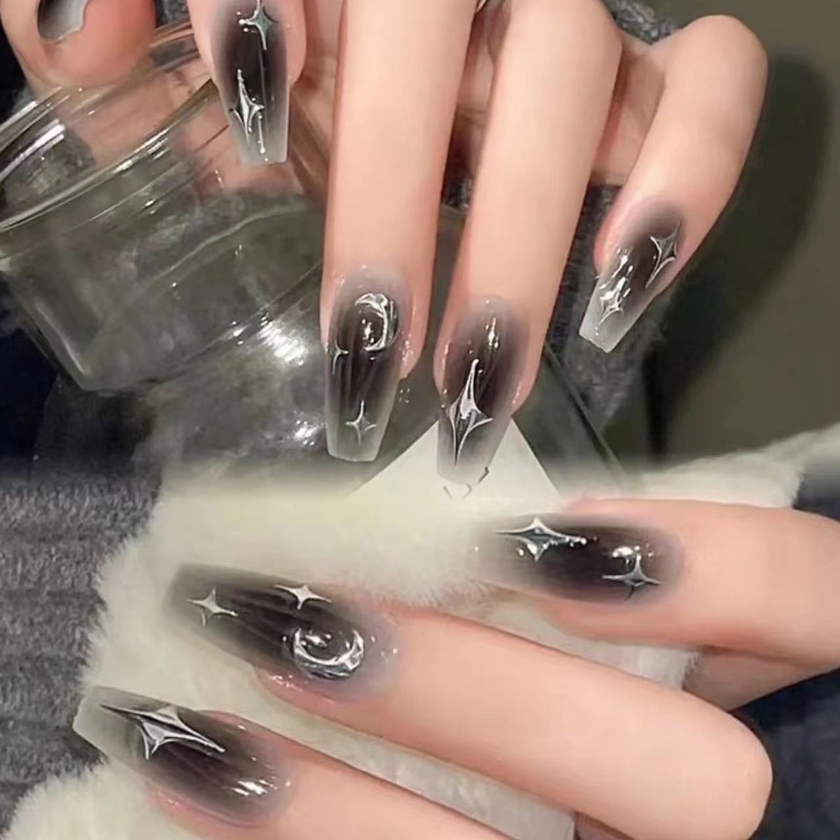 Y6 Ins Trendy Fall Nails: Almond Flashy Nail Tips