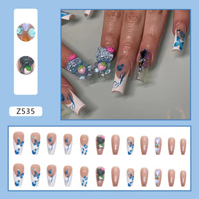 Cute Fall Nails - Blue Butterfly Ballet Cat Design