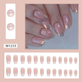 Chic Floral Fall Nails Light Luxury Ins Style 24 Pieces