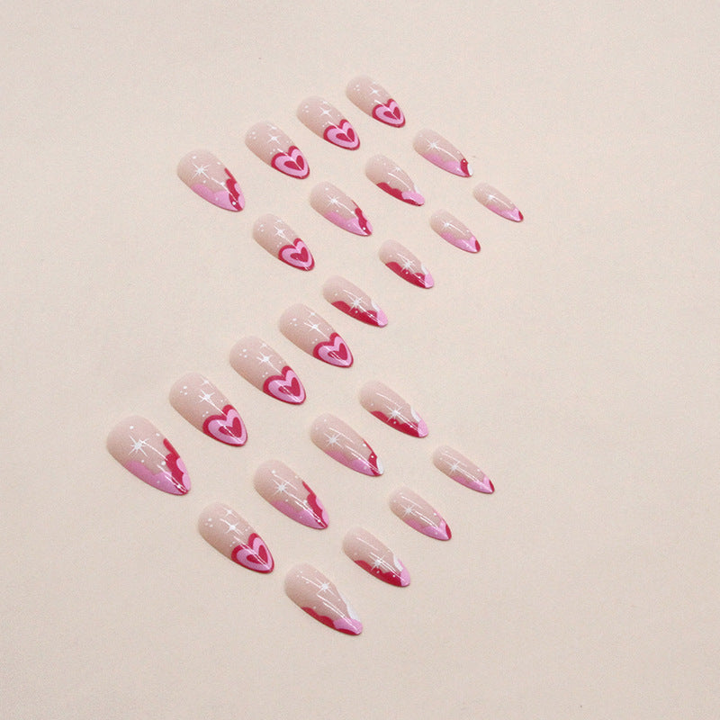 Sweet Almond Nails, Rose Red Heart Waves, Playful and Chic