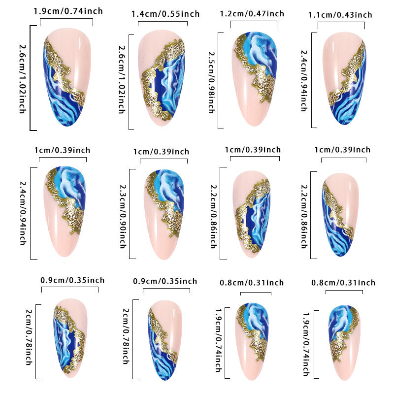 Blue Marble Wearable Nail Tips