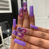 Pink Purple Butterfly Nail Art, Removable Jelly Gel Tips