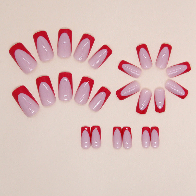 Mid-Length Red French Manicure Nails for Fashionistas