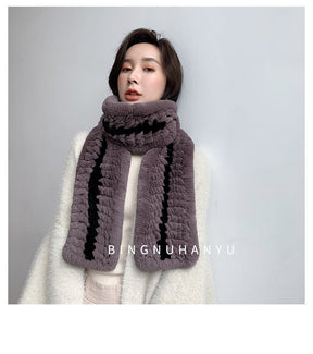 Warm Real Rabbit Fur Scarf - Winter Accessory